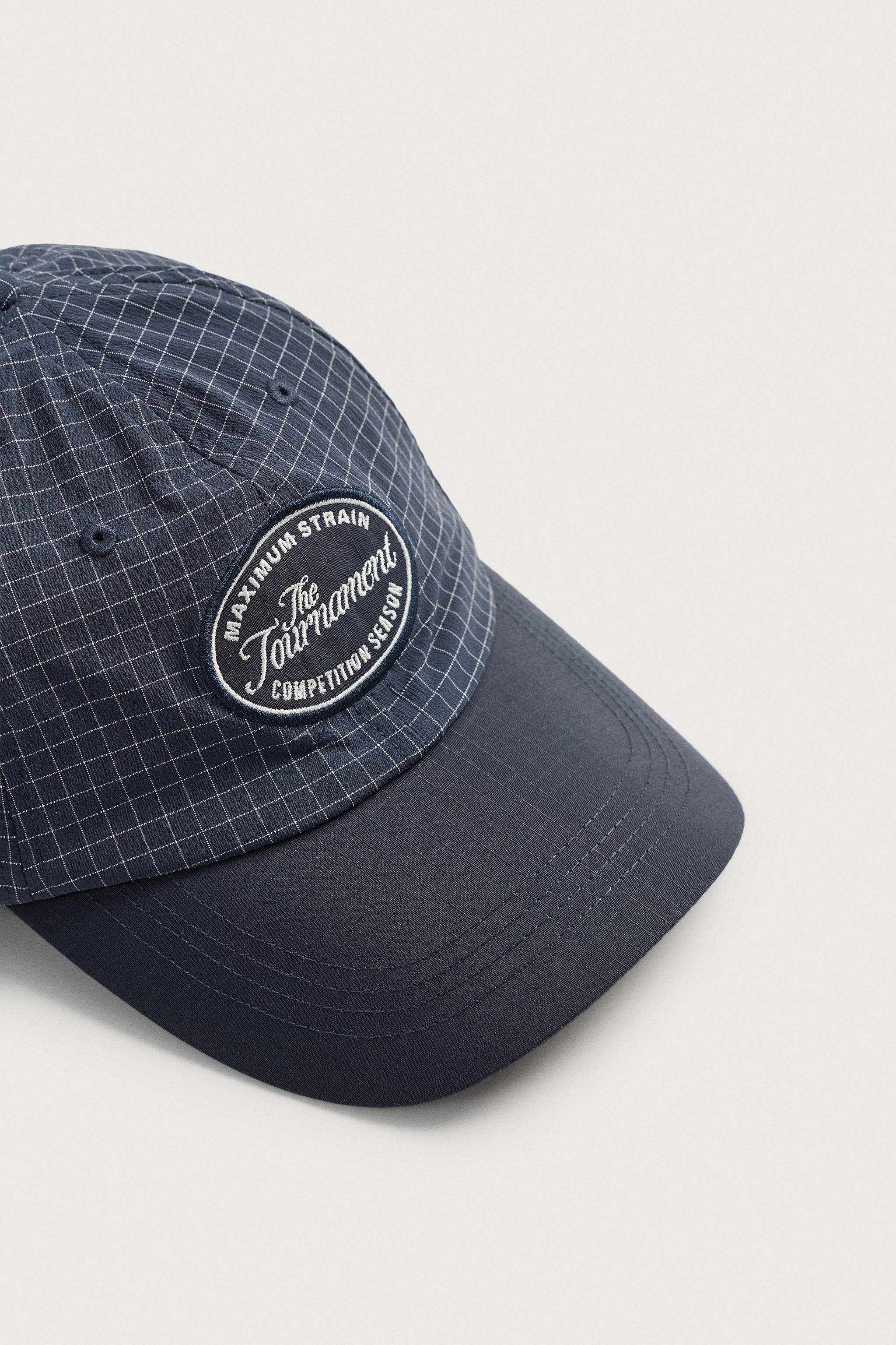 PLAID EMBROIDERED PATCH CAP